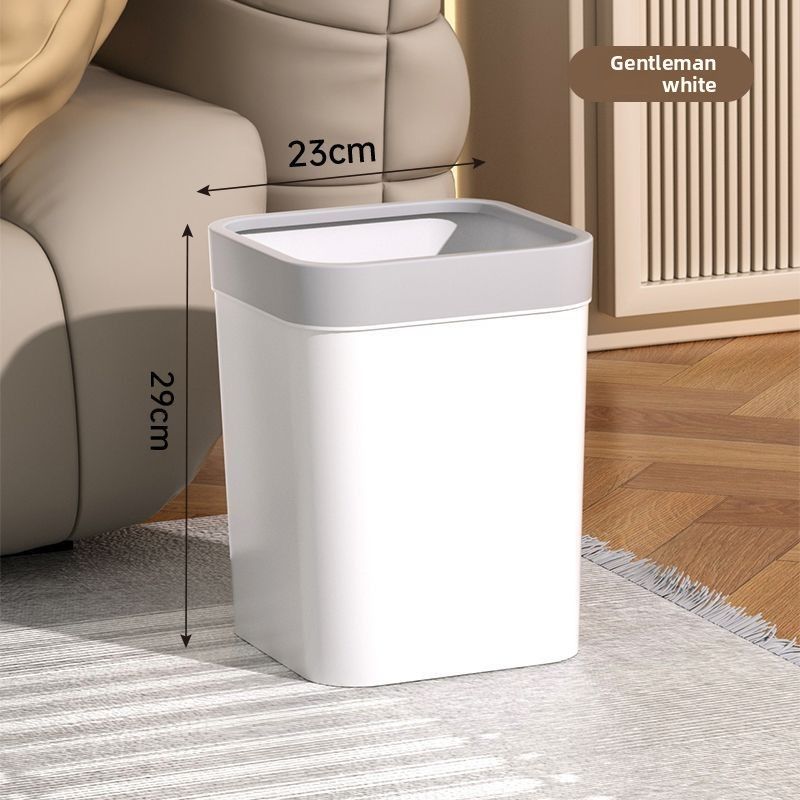 Cestino quadrato per uso domestico in soggiorno e cucina, grande capacità con anello di pressione, design creativo per bagno e camera da letto._voghion.com