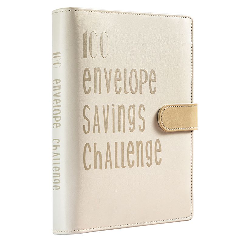 100 enveloppen Challenge Savings Binder - A5 lederen budgetplanner met 4-kwadrant kaarthouders en kleurrijke inzetstukken (meerdere kleuren)_voghion.com