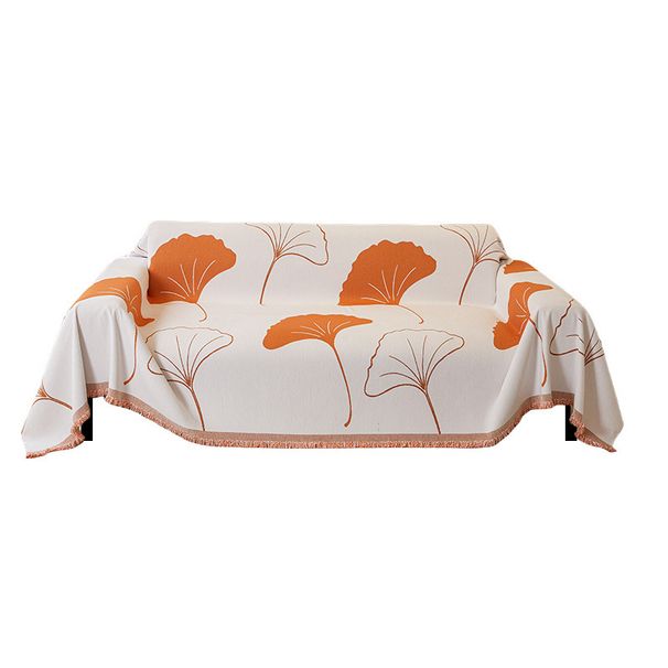 Chenille-Sofabezug mit botanischem Blattdesign – Dehnbarer Schonbezug für Anbausofas (moderner minimalistischer Stil, maschinenwaschbar)_voghion.com