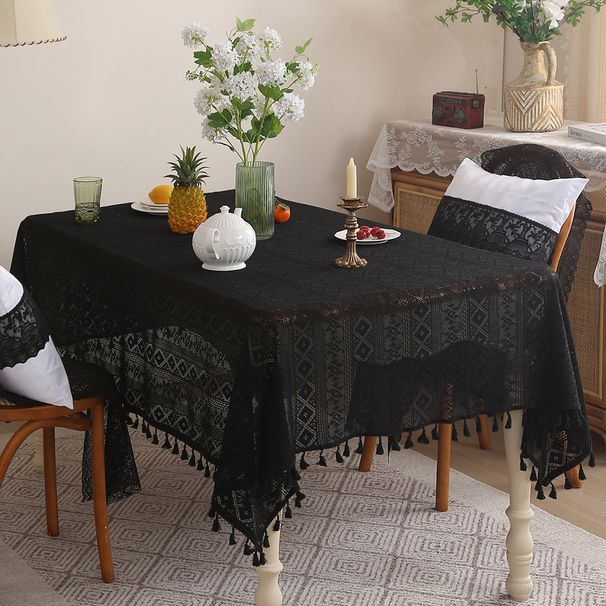 Bauernhaus-Spitzentischdecke – Vintage-Tischdecke mit durchbrochener rechteckiger Spitze für Ess-, Picknick- und Couchtisch – Rustikales, elegantes Design_voghion.com
