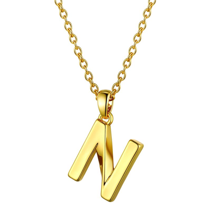 Collier avec initiale en or Laatikui Collier élégant avec pendentif lettre N torsadé en 3D avec nom et monogramme pour femmes et hommes_voghion.com