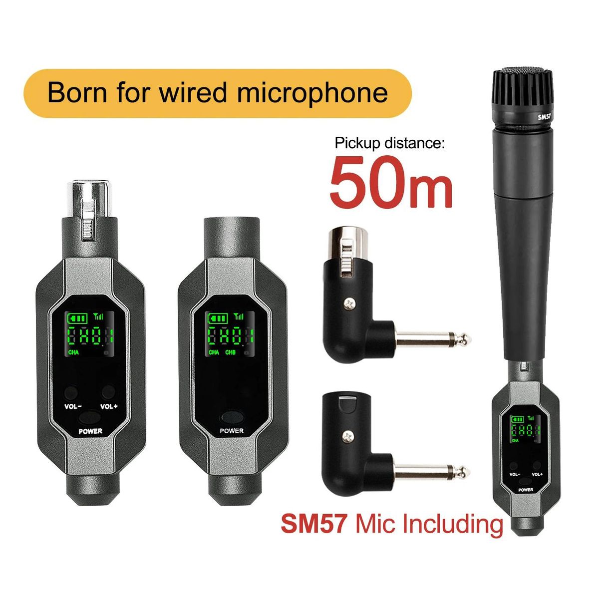 Microfono dinamico ricaricabile UHF XLR trasmettitore e ricevitore sistema compatibile con mixer audio incluso microfono_voghion.com