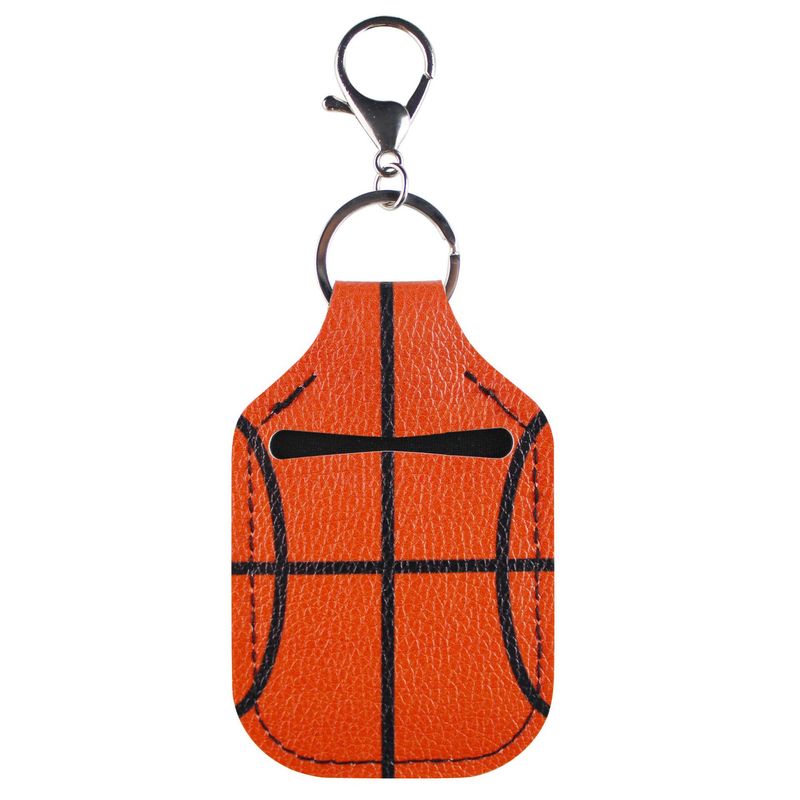 Chaveiro desinfetante para as mãos em gel com pingente de couro em liga estilo esportivo para futebol, basquete e beisebol_voghion.com
