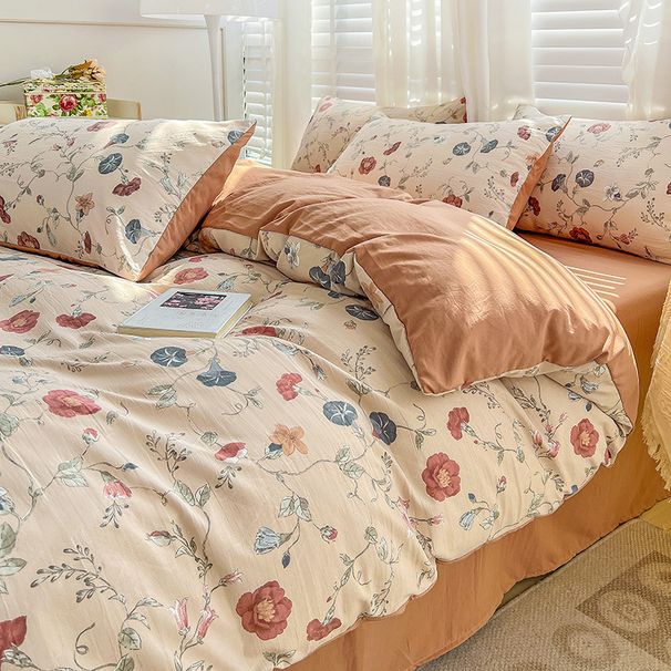 Σετ τεσσάρων τεμαχίων από βαμβακερά και λινά πλυμένα βαμβακερά_voghion.com