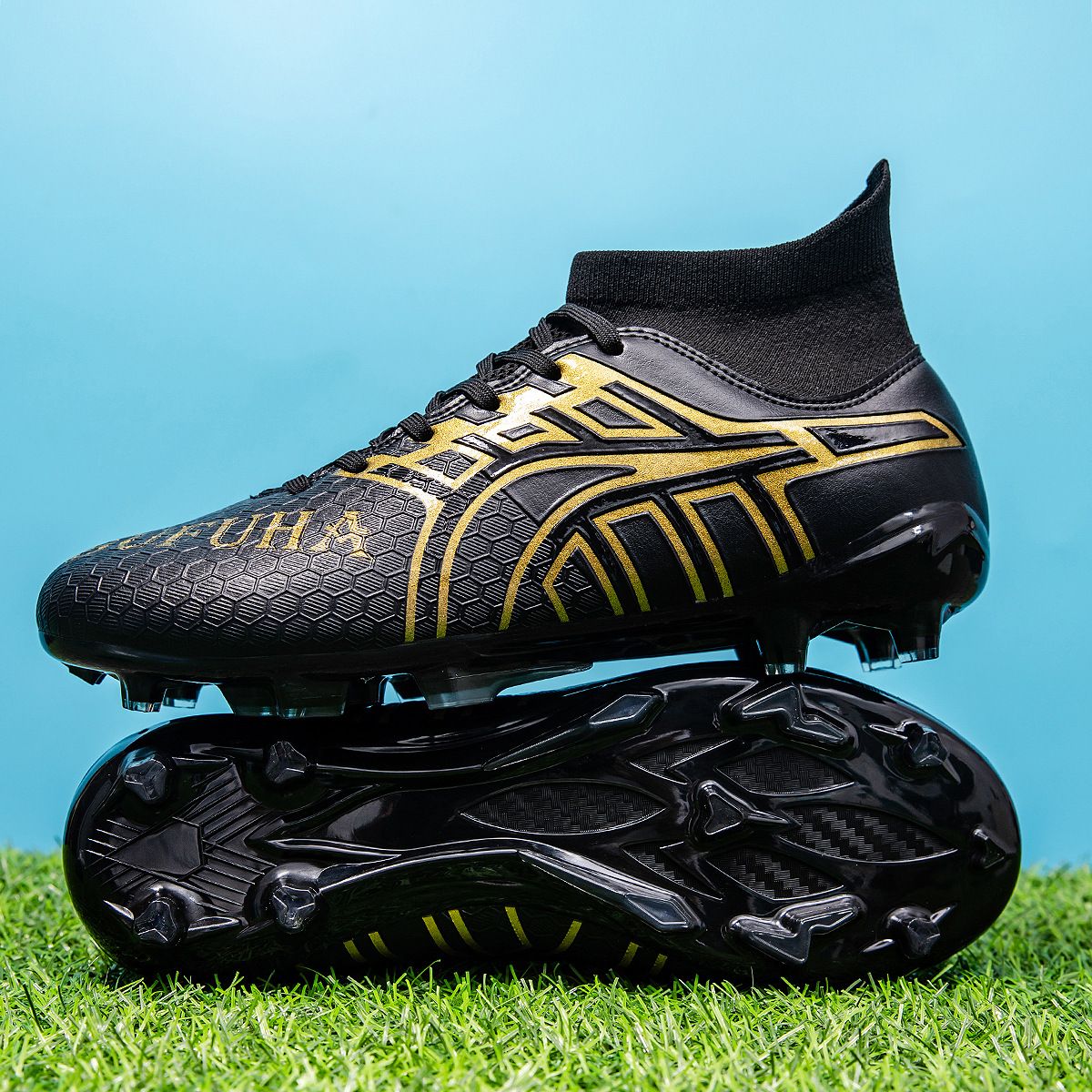 Scarpe da calcio alte da uomo, scarpe da allenamento per adolescenti, scarpe sportive lunghe in erba artificiale_voghion.com