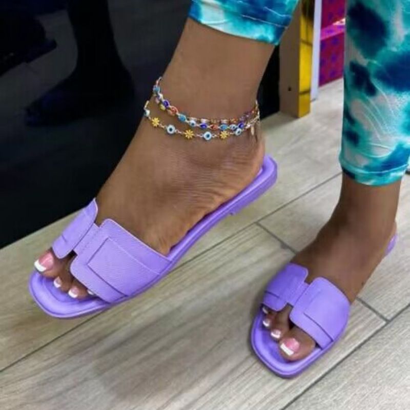 Brand Comfortable One Face Shoes Leather Casual Trend Round Head Women's Slippers_voghion.com