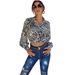 abbigliamento donna INS slim leopardato manica lunga retrò camicia in chiffon con stampa larga_voghion.com