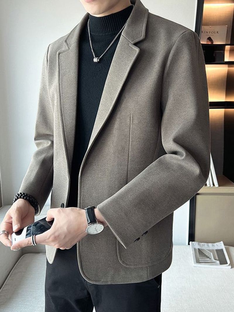 Youth popular men's business jacket, new style of ruffian and handsome, mature and stable suit, high-end woolen suit_voghion.com