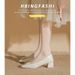 Rindsleder Echtes Leder Nischendesign Elegant Vielseitig Pendeln Flache High Heels Blockabsatz Quadratische Zehenpartie Single_voghion.com