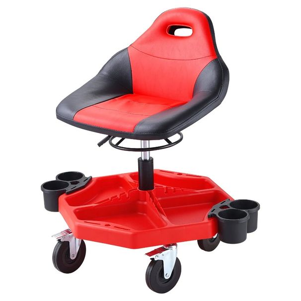 300LBS Shop Seat Work Rolling Adjustable Mechanic W/Casters Garage Stool_voghion.com