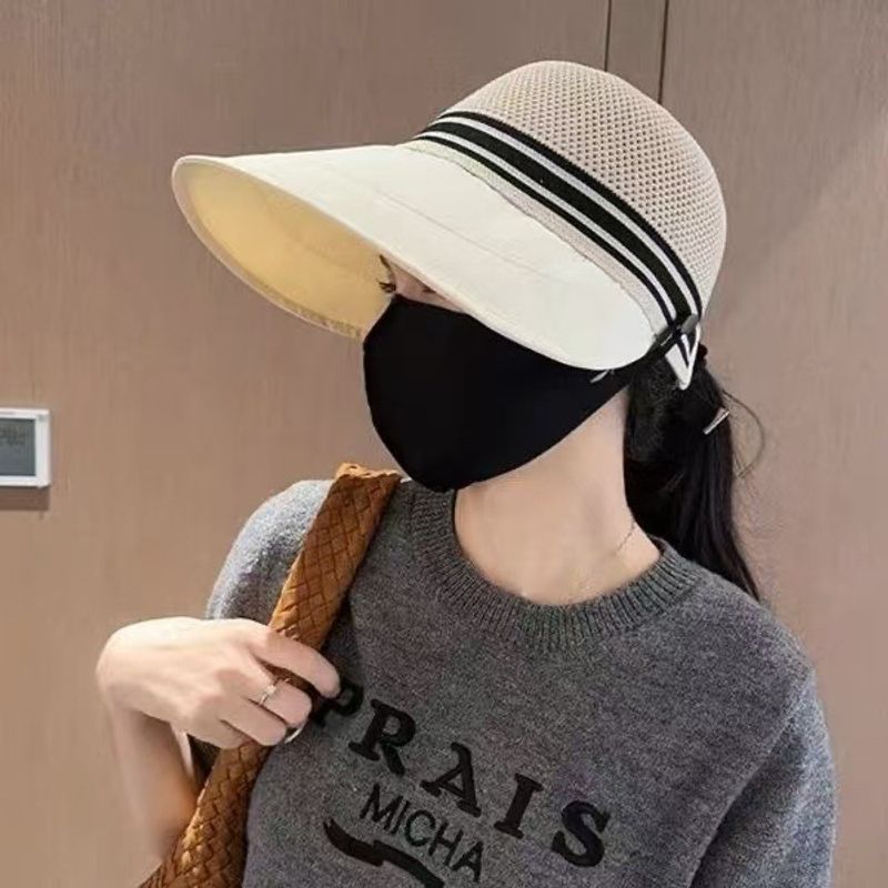 Women's Wide Brim UPF50+ Sun Hat - Breathable Open Crown Bucket Hat With Face Covering For Beach & Daily Outdoor​_voghion.com