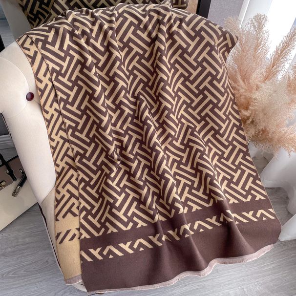 Herbst und Winter Neue Stil Kaschmir Mittellange Oberbekleidung Schal Doppelseitig Warm Brief Schal Damen Live_voghion.com