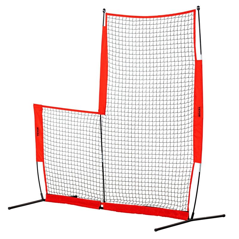 VEVOR L Screen Baseball For Batting Cage, 7x7 Ft Baseball & Softball Safety Screen, Body Protector Portable Batting Screen With Carry Bag & Ground Stakes, Baseball Pitching Net For Pitchers Protection_voghion.com