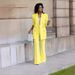 Odzież damska Jednokolorowy garnitur casual, spodnie z szerokimi nogawkami, dwuczęściowe_voghion.com