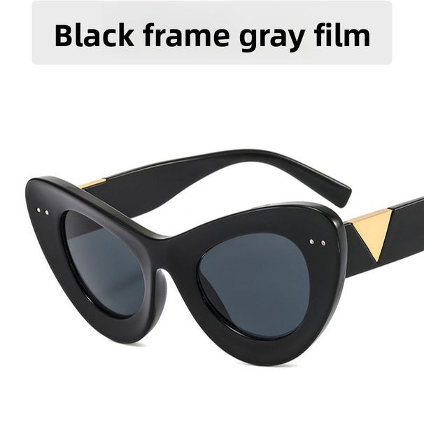 Trendy Cat Eye Large Frame Rivet Sunglasses For Sports_voghion.com