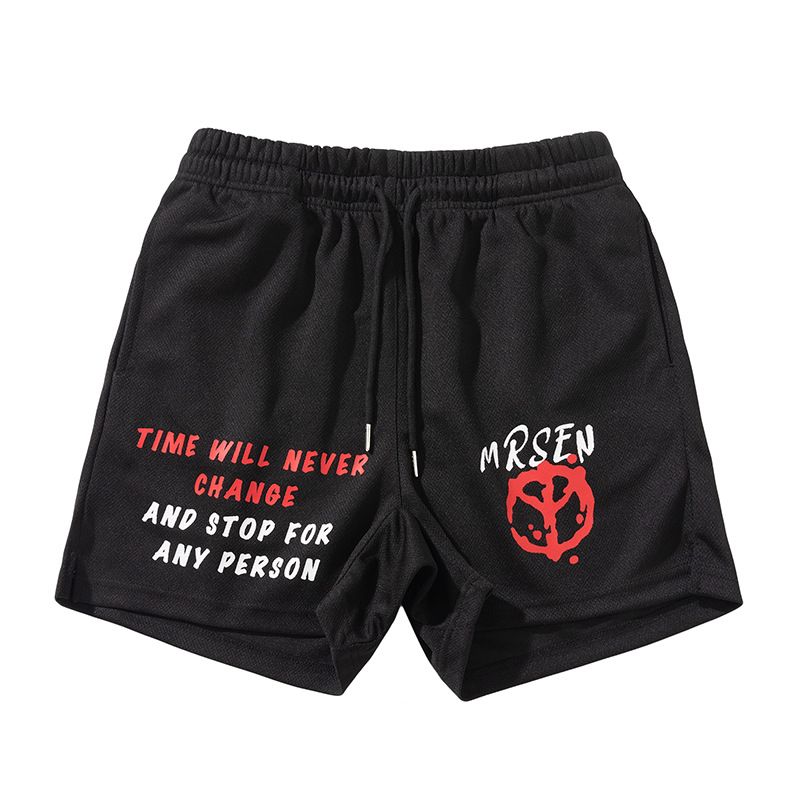 Basketball Shorts Knéi Längt Shorts Fir Jongen Summer Trendy Mark Ins Loose Letters High Street Koppel Véier Punkt Hosen_voghion.com