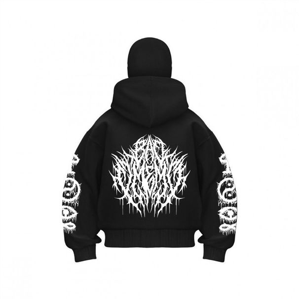 Estação de roupas masculinas, padrão de marca da moda, suéter com capuz duplo e zíper, top da moda_voghion.com