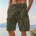 Men's Clothing Cargo Shorts Linen Shorts Summer Shorts Beach Elastic Waist Drawstring Multi Pockets Solid Color Pants_voghion.com