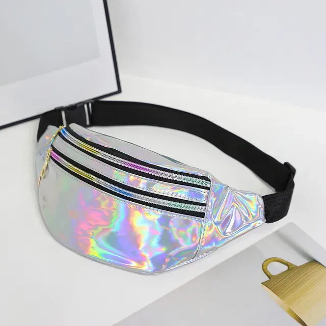Holografische Gürteltasche, wasserdichte glänzende Tasche aus Hologramm-PU, Laser-Gürteltasche mit verstellbarem Gürtel, Sport-Gürteltasche_voghion.com