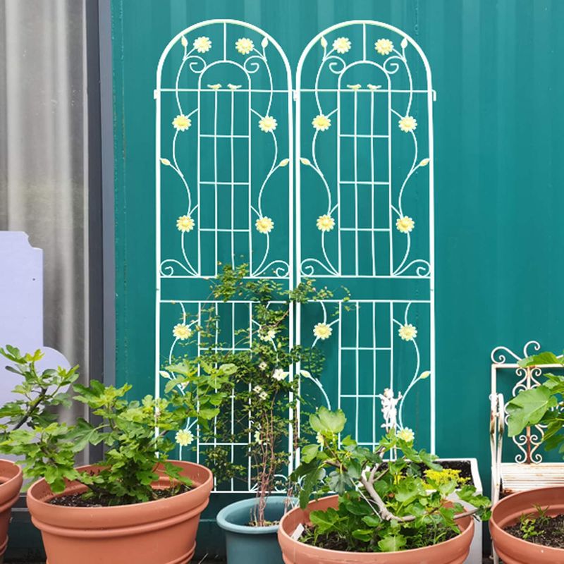 4 Pack Metal Garden Trellis 86.7" X 19.7" Rustproof Trellis For Climbing Plants Outdoor Flower Support Cream White_voghion.com