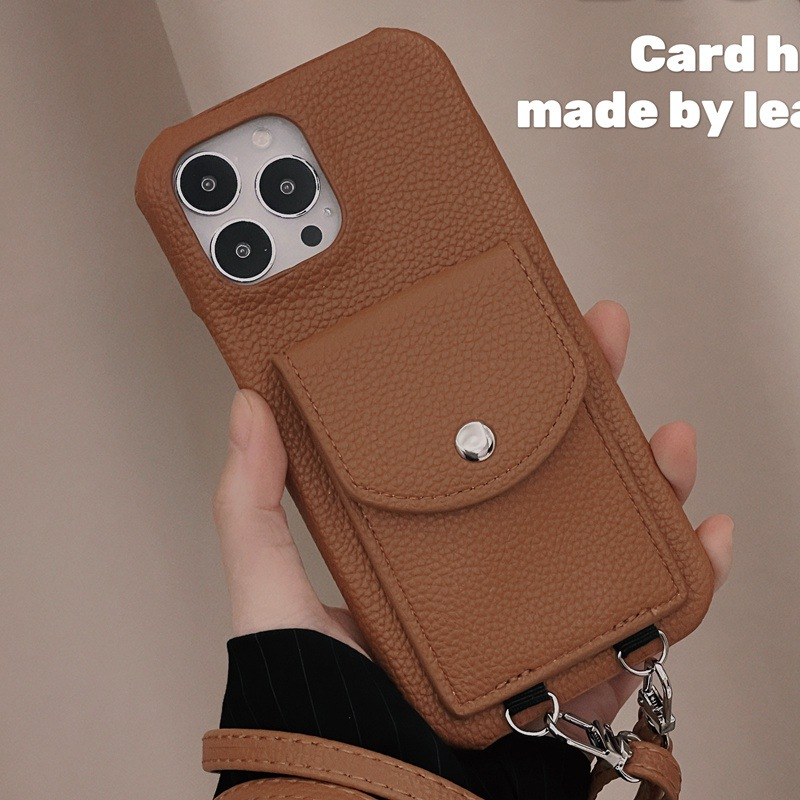 Mobile phone case Suitable for Apple 14Promax mobile phone case iPhone15 card 12p/X/7 Japanese and Korean card holder diagonal mobile phone case_voghion.com