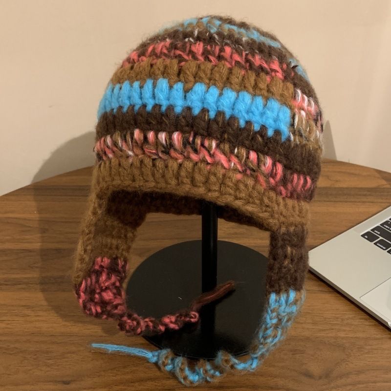 Bonito gorro de peluche de oso para mujer, otoño e invierno, cálido, para la cara, pequeño, cabeza grande, protección para las orejas, gorro Baotou moderno._voghion.com