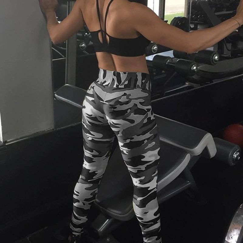 Damen Große Milchseide Wadenhose Bedruckte Camouflage Skinny Bottom Hose Weiblich_voghion.com