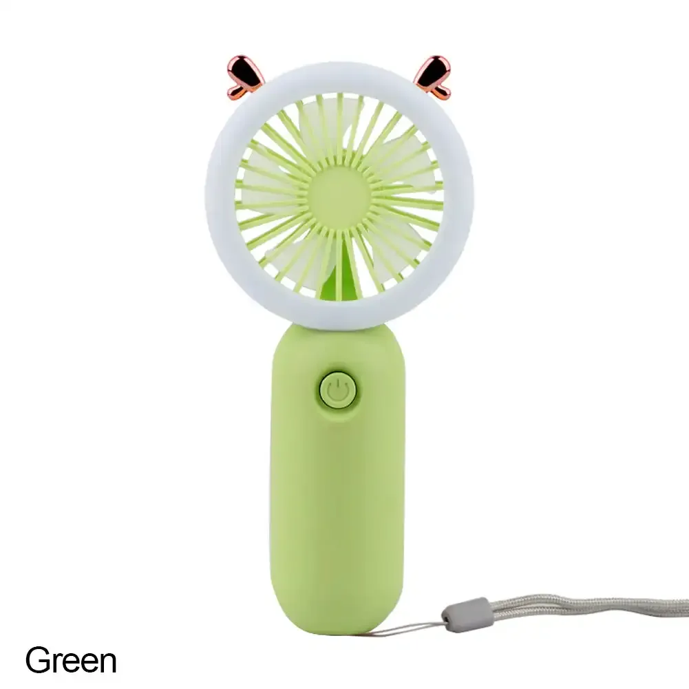 Mini ventilador portátil plegable para colgar en el cuello, recargable por USB, de 3 velocidades, con luz LED nocturna pequeña, ideal como regalo de verano._voghion.com