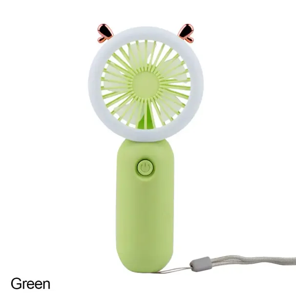 Mini ventilador portátil plegable para colgar en el cuello, recargable por USB, de 3 velocidades, con luz LED nocturna pequeña, ideal como regalo de verano._voghion.com