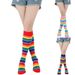 Calzini unisex a righe colorate alti fino al ginocchio Calzini da donna in cotone Calzini da uomo a metà tubo Calzini arcobaleno al polpaccio per le feste di Natale_voghion.com