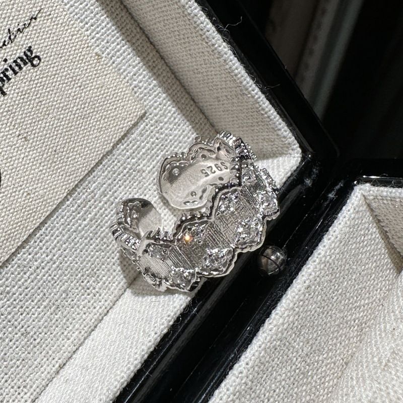 Anello in argento sterling S925 con zirconi microintarsiati, anello aperto con motivo vintage, semplice e alla moda in stile medievale._voghion.com