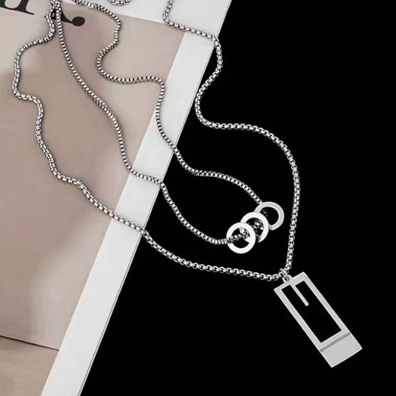 Collana con tre anelli a strati, design di nicchia, in acciaio al titanio, resistente alla luce, per maglione autunnale e invernale, coppia, ciondolo_voghion.com