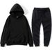 Cross-border Trend Casual Sports Suit Men's Solid Color Hooded Fleece Sweater Two-piece Set Casual Versatile_voghion.com