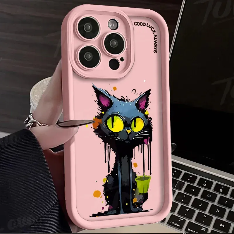 Lustige Katzen-Handyhülle für Samsung S22 S23 S24 Plus Ulta S21 S20 FE A10 A11 A03 A04 A30 A20, matte, weiche Silikonrückseite_voghion.com