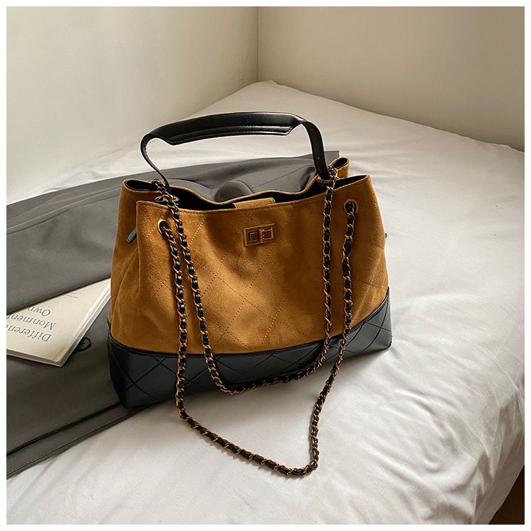 Women's Fashion Quilted Chain Tote Bag - Large Capacity Crossbody Shoulder Bag With Soft PU Leather, Lock Closure & Multiple Pockets_voghion.com