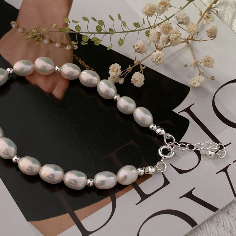 Natural freshwater pearl necklace bracelet, versatile niche sweater chain, high-end pearl necklace bracelet jewelry set_voghion.com
