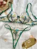 Set intimo da donna in 2 pezzi con perizoma boho ricamato, reggiseno trasparente sexy, trasparente_voghion.com