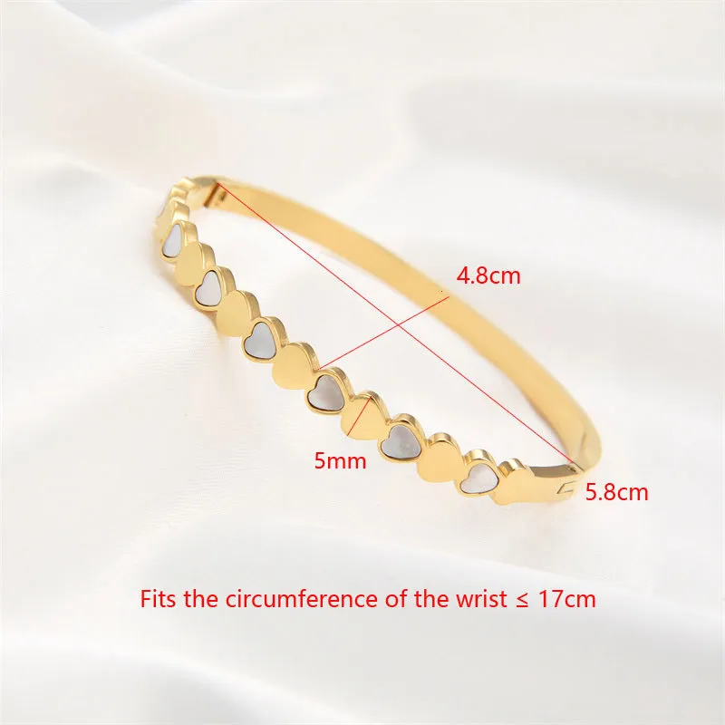Women's Trendy Rose Gold Jewelry Gold Silver Fashion Titanium Steel Bracelet Personality Love White Shell Stainless Steel Bracelet_voghion.com