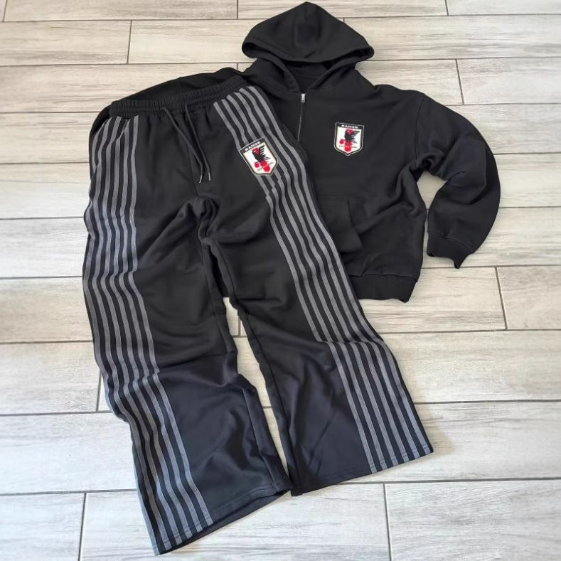 Férfi ruházat Hétköznapi Laza Fekete Kapucnis Pulóver Öltöny Cipzáras Pulóver Kardigán Hétköznapi Sport Melegítőnadrágok_voghion.com