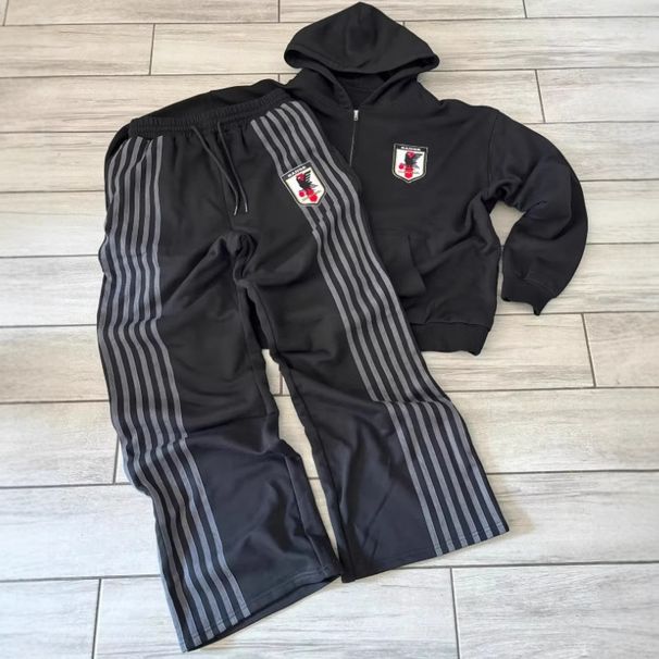 Férfi ruházat Hétköznapi Laza Fekete Kapucnis Pulóver Öltöny Cipzáras Pulóver Kardigán Hétköznapi Sport Melegítőnadrágok_voghion.com