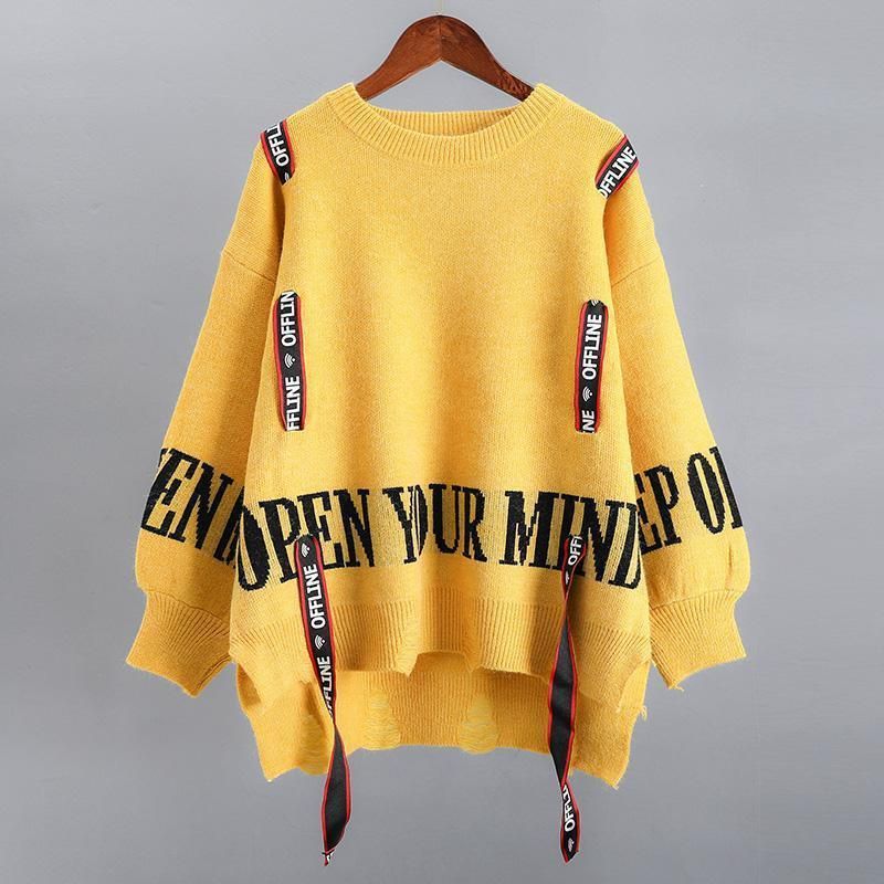 Damenbekleidung Herbst- und Winterpullover für Damen, lockere Oberbekleidung, trendige Marke, koreanische Version, Ins-Mode, neue Pullover im Hong Kong-Stil_voghion.com