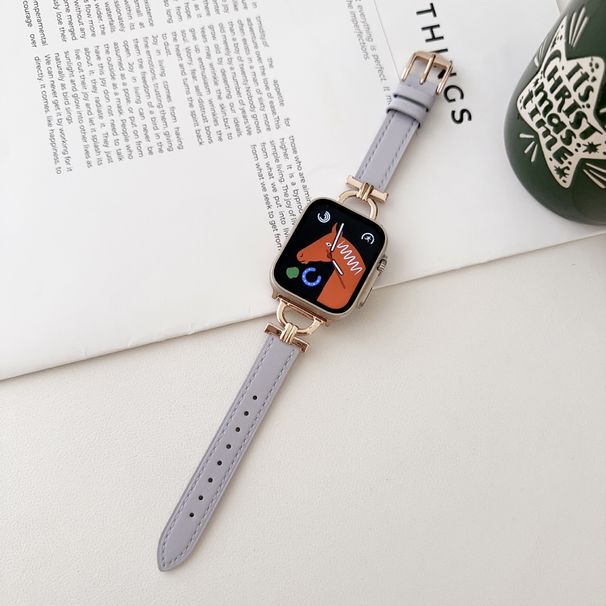 Αξεσουάρ ρολογιού Κατάλληλο για μονόχρωμη αγκράφα από ατσάλι διπλής γραμμής από απλό δέρμα μικρό βραχιολάκι μέσης_voghion.com