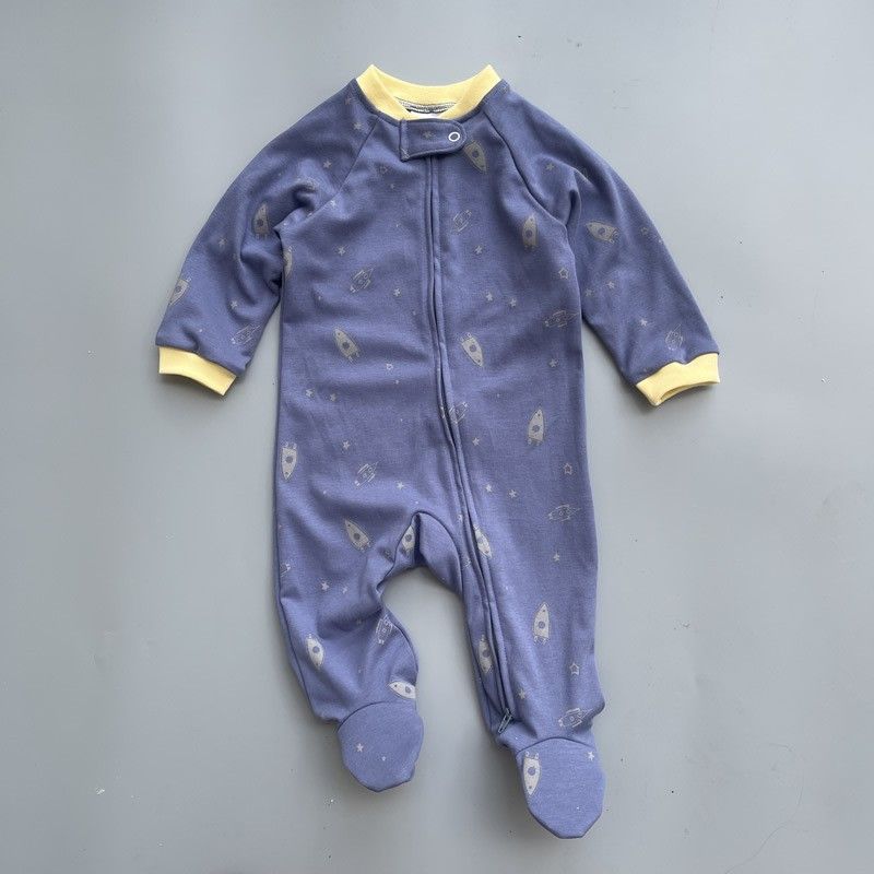 Tutina per neonati con piedini per bambini e bambine, con doppia cerniera, a maniche lunghe, in cotone, carina, in stile europeo e americano._voghion.com