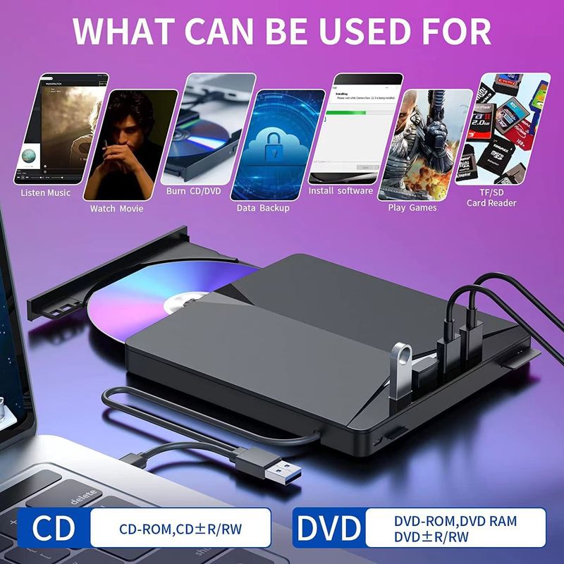 TYPE-C 3.0 Externes tragbares optisches USB-Laufwerk DVD/CD Multifunktionsbrenner Mehrzweckschnittstelle Universal für Computer_voghion.com