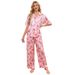 Luxury Satin Pajama Set Women's Short Sleeve Shirt & Pants - Breathable Loungewear For Spring Summer Fall_voghion.com