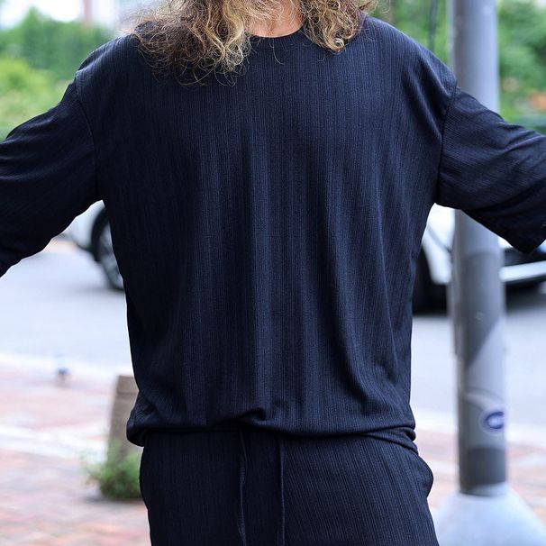 Nuovi abiti casual lavorati a maglia da uomo, magliette e pantaloni larghi a maniche lunghe _voghion.com