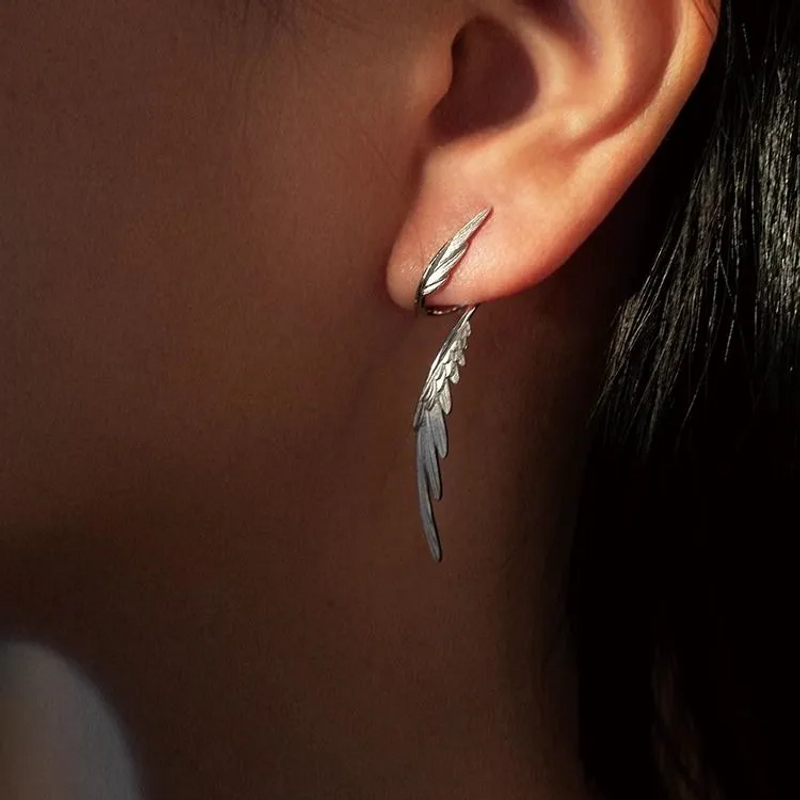 Wings Earrings Niche Design Simple And Cool Style Retro And High-end Fashion Feather Earrings_voghion.com