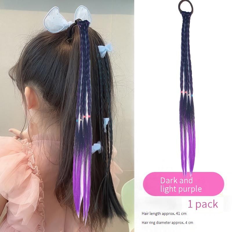 Hair Accessorles Children's Colorful Wig Braids Braided Hair Colored Rope Girls Baby Little Girl Princess Braid Hair Accessories Headdress Hair Ring_voghion.com