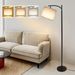 62'' Arc Floor Lamp,Standing Lamp For Living Room With Foot Switch Stand Light, Reading Lamp For Bedroom Dining Room,Adjust Beige Lampshade (Black)_voghion.com