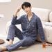 Men's Spring/Autumn New Long Sleeve Autumn/Winter Thin Men's Loose Large Size Home Clothes Set Pure Cotton Pajamas_voghion.com